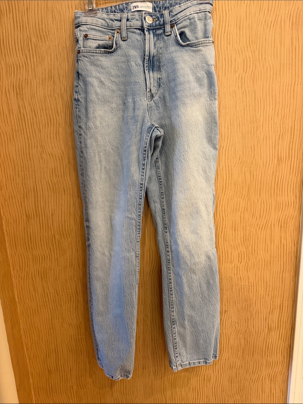 Zara Light Blue High-Rise Straight Jeans
